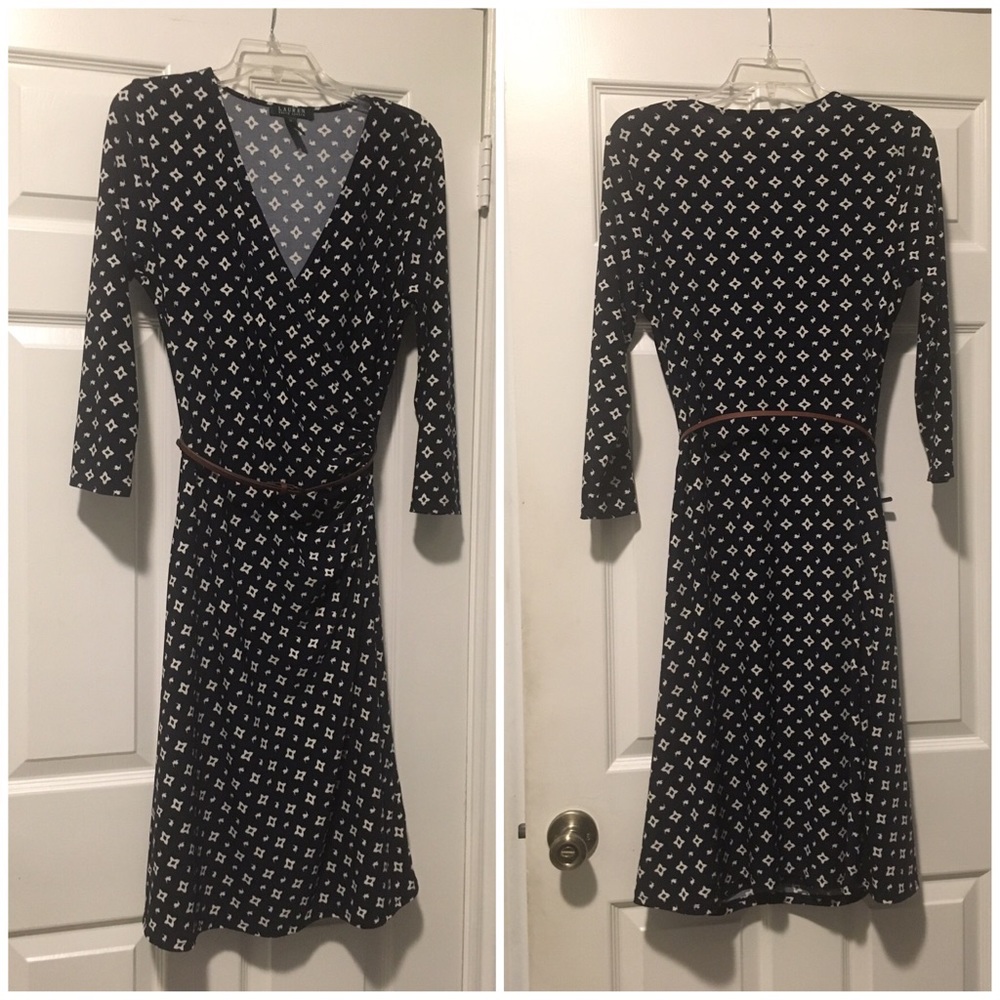 Ralph Lauren Sz Medium Surplice 3/4 sleeve Dress